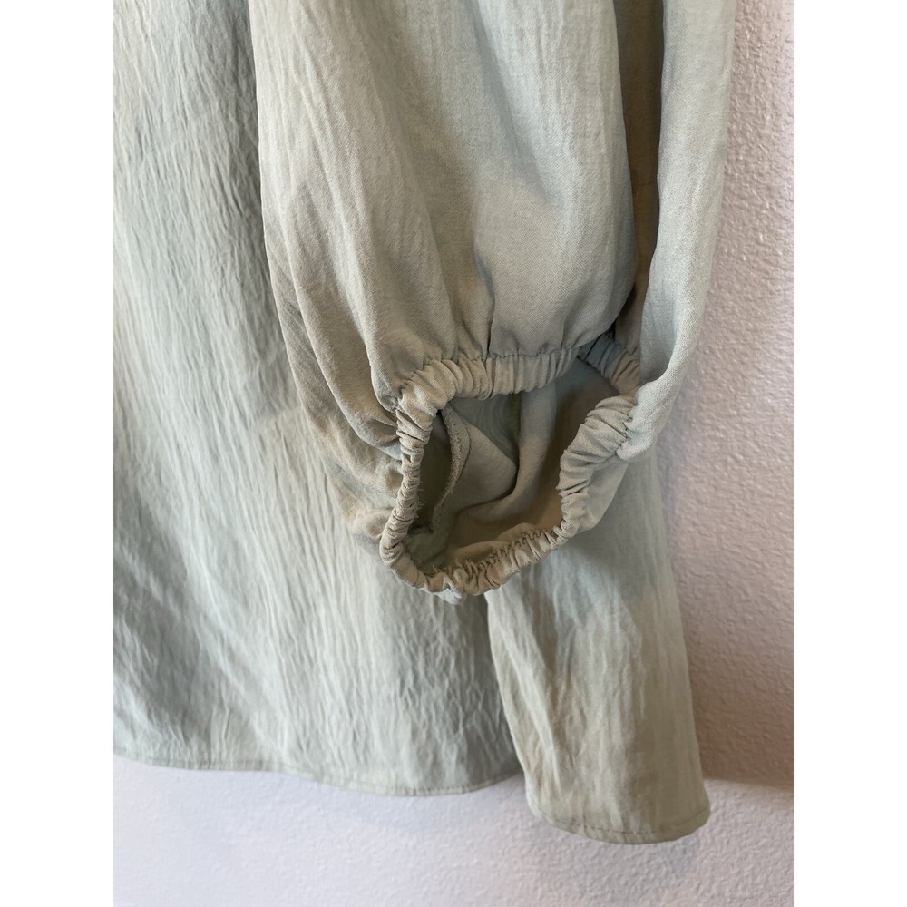 Oddi Sage Green Bubble Sleeve Blouse Boatneck Drapey Womens Size 1X - Picture 2 of 7